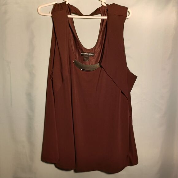 "Women's Elegant Brown Sleeveless Top with Gold Accent – Chic Evening Blouse" - Picture 1 of 4